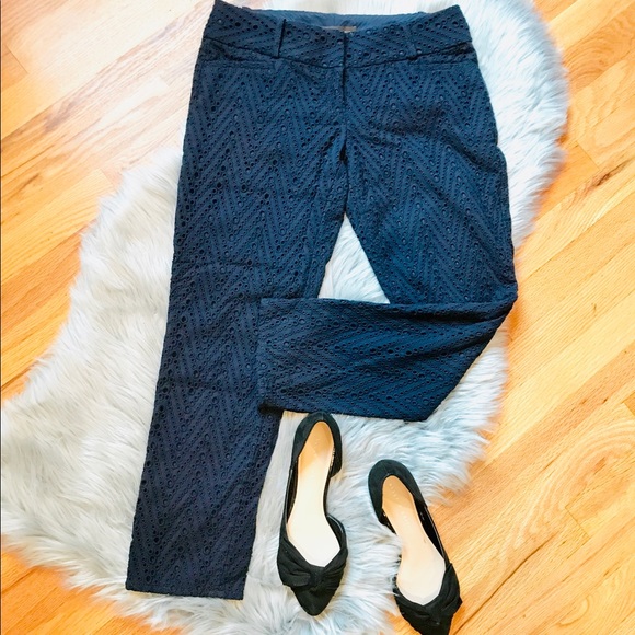 The Limited Pants - The Limited Navy Eyelet Cropped Pants